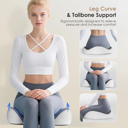 FLORICH Car Seat Cushion for Driving, Memory Foam Seat Cushion for Car Office Chair, Ergonomic Office Seat Chair Cushion for Sciatica Pain Relief, Larger Car Seat Cushion for Trunk - Grey