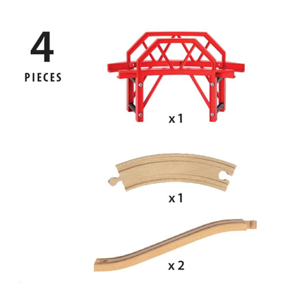 BRIO World 33699 Curved Bridge Railway Accessory 4 Pieces for Ages 3+