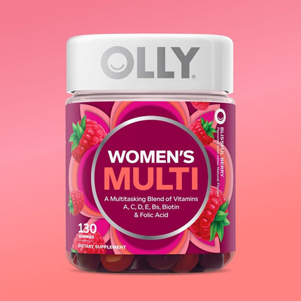OLLY Women's Multivitamin Gummy, Vitamins A, D, C, E, Biotin, Folic Acid, Chewable Supplement, Berry Flavor, 65-Day Supply - 130 Count (Packaging May Vary)