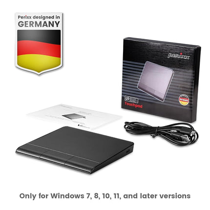 Perixx PERIPAD-506 Wired Slim USB Touchpad, Large Size 135x116x14mm, Multi-Touch Navigation, Detachable USB-C Cable, Black
