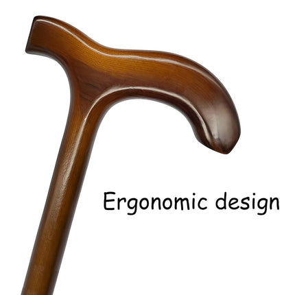 FLYDRUM Wooden Walking Cane for Men and Women, One-Piece Wood Cane, 36 Inch Wood Walking Stick for Men and Women, Ergonomic Wood Cane for Seniors