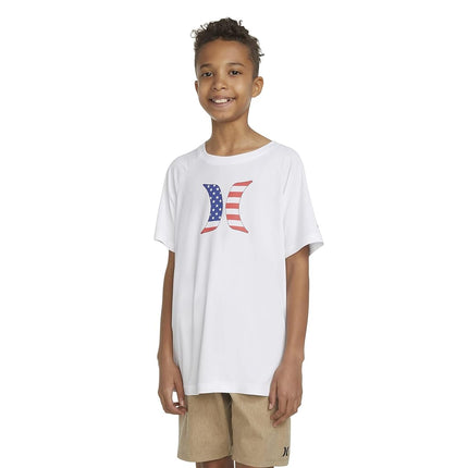 Haut de bain anti-UV Hurley pour garçons UPF 50+, Blanc/Americana, Grande taille
