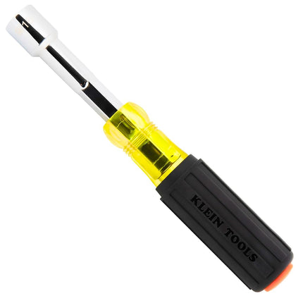 Klein Tools 65406M Metric Color-Coded Nut Driver, Hollow-Shaft, Heavy-Duty 6 mm Hex, Pass-Through Design, 6-Point Socket, and Cushion-Grip Handle