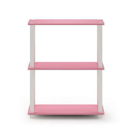 Furinno TURN-S-TUBE 3-Tier Tool-Free Corner Shelf, Pink