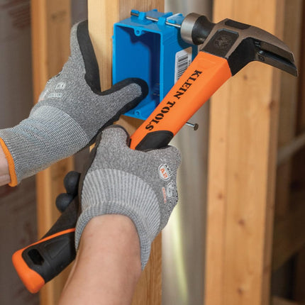 Klein Tools H80820 Straight-Claw Hammer, 20-Ounce, Fiberglass Non-Slip Shock Absorbing Grip Handle with Tether Hole, 13-Inch