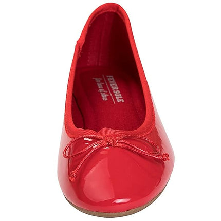 Feversole Women's Macaroon Colorful Memory Foam Cushion Ballet Flat Pumps Patent Red UK Size 4
