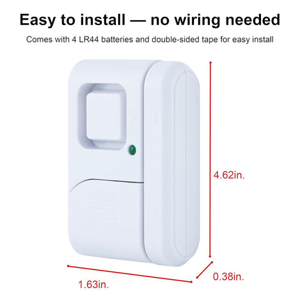 GE Personal Security Window/Door, 4-Pack, DIY Protection, Burglar Alert, Wireless, Chime/Alarm, Easy Installation, Ideal for Home, Garage, Apartment, Dorm, RV and Office, 45174, White