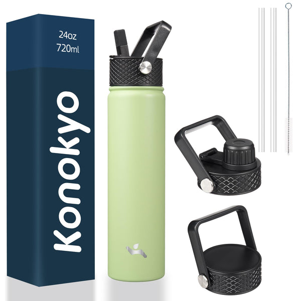 Konokyo Insulated Water Bottle with Straw,24oz 3 L