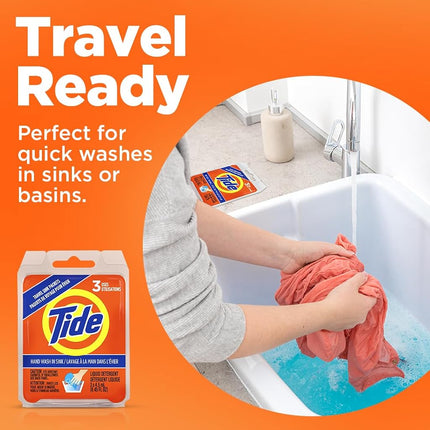 Tide Liquid Detergent Travel Sink Packets 3 each
