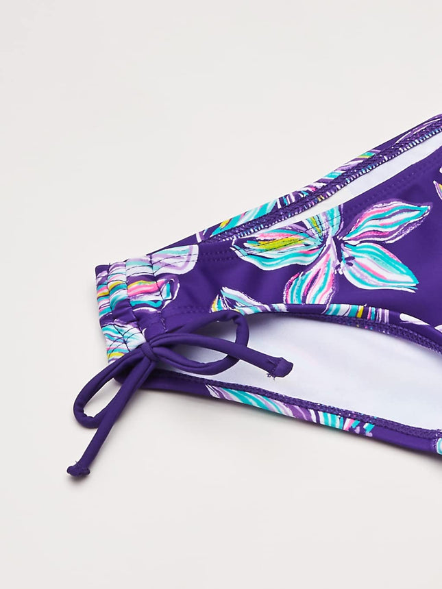 Kanu Surf Girls' Daisy UPF 50 Beach Sport Halter Tankini 2-Piece Swimsuit, Charlotte Floral Purple, 10