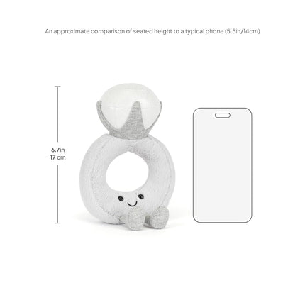 Jellycat Amuseables Diamond Ring Stuffed Toy, 8 inches | Wedding Ring Plush | Engagement and Wedding Gift