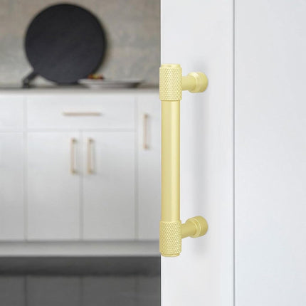 BUKOBYHE 10 Pack 3Inch(76mm) Brushed Gold Kitchen Cabinet Handles Knurled Cabinet Pulls Gold Drawer Pulls Kitchen Hardware