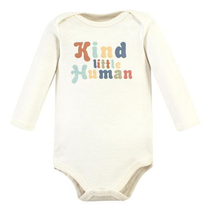 Hudson Baby Bébé Unisexe Bébé Unisexe Bodys à Manches Longues en Coton, Kind Human, 6-9 Mois, Lot de 3 Kind Human, 6-9 Mois