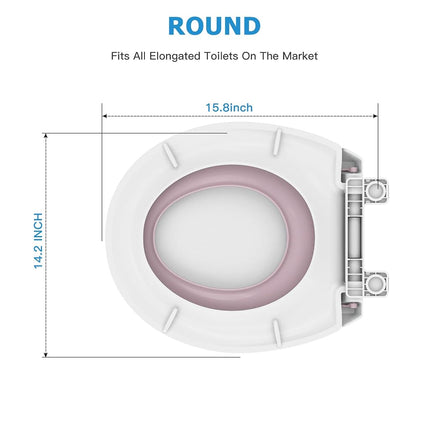 Toilet Seat Cover,Toddler Toilet Seat Round with Built-in Potty Seat for Kids, Soft-Close PP Material for Safe Use, Easy Installation for Home Bathroom Upgrade - Pink Lid