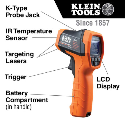 KLEIN TOOLS Infrared Thermometer, Digital Thermometer Gun with Dual Targeting Laser, 20:1, Klein Tools IR10