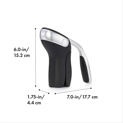 OXO SteeL Vertical Lever Corkscrew with Removable Foil Cutter, Silver, 18.7 x 18.7 x 6.1 cm 11147600UK