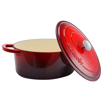 Olla holandesa ovalada de hierro fundido esmaltado Crock-Pot Artisan, 6.6 litros, rojo escarlata