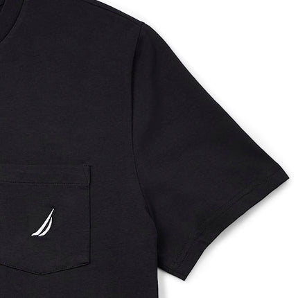 Nautica Men's Solid Crew Neck Short Sleeve Pocket T-Shirt, True Black, XXXL Tall