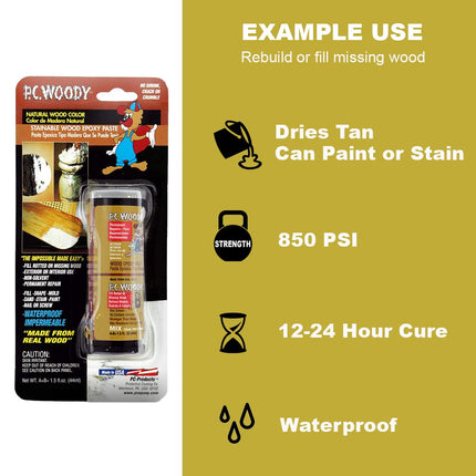 PC Products 643334 PC-Woody Wood Repair Epoxy Paste, Two-Part 48oz in Two Cans, Tan