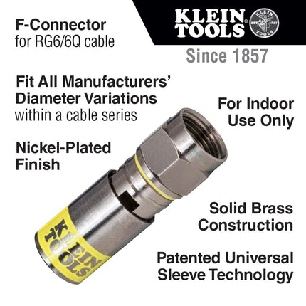 Klein Tools 80151 Klein Tools 80151 Coax Cable Compression Crimper and Stripper Set with 10-Pack of RG6/6Q F-Connectors for Fast and Reliable Installation, 3-Piece