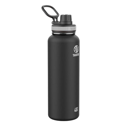 Botella de agua de acero inoxidable con aislamiento al vacío Takeya Originals, 1.2 litros / 40 onzas, negra