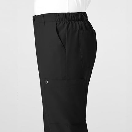 WonderWink Men's Flat Front Cargo Pant, Black, Medium