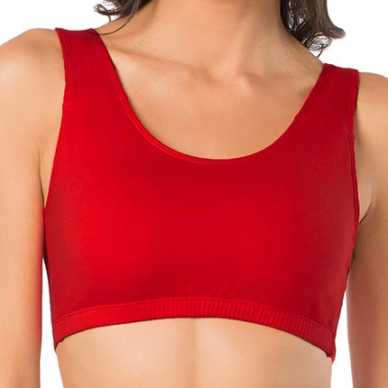 Fruit of the Loom Women's Built Up Tank Style Sports Bra Fashion Colors, Opaque, Skinny Stripe/White/Red Hot, 40 (Pack of 3)