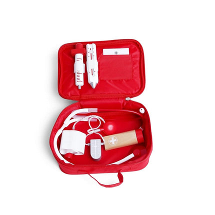 Hape Doctor Kit for Kids - 7-Piece Pretend Play Wooden Medical Set with Stethoscope and Medical Tools - Educational Toy Hospital Playset for Children Ages 3+ (22cm)