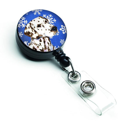 Caroline's Treasures Dalmatian Winter Snowflakes Holiday Retractable Badge Reel, Multicolor (SS4607BR)