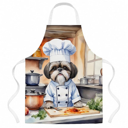 Caroline's Treasures Shih Tzu The Chef Apron Cooking Kitchen Server Baking Crafts Gardening for Adult Women Men, Unisex, Large, Multicolor