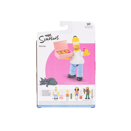 The Simpsons JAKKS Pacific Homer Simpson 5" / 12.7cm Collectible Action Figure, Includes Donut and Donut Box Accessory, Fully Articulated, Collector's Display Packaging