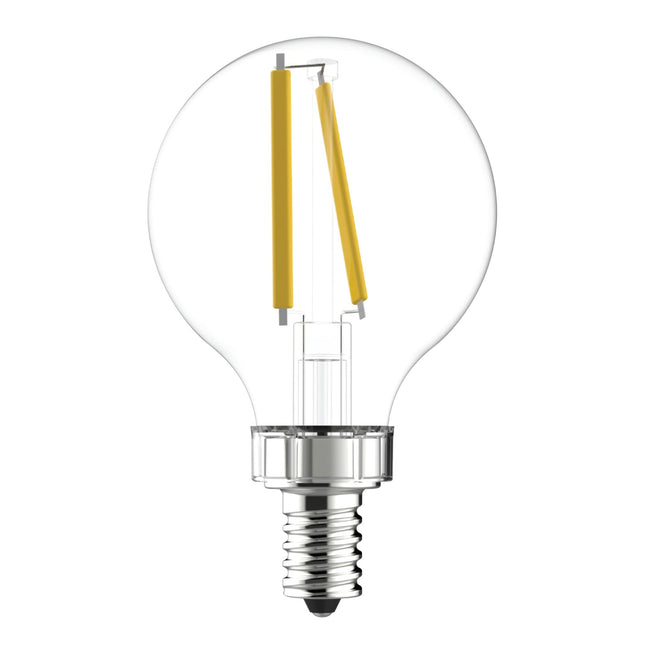 GE LED Light Bulbs, 60 Watt Eqv, Daylight, G16 Globe Light Bulbs, Clear, Small Base (2 Pack)