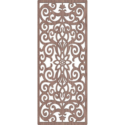 Buel Decorative Pierced Fretwork Wood Wall Panels, 9 3/8"W x 24 3/8"H x 3/8"T, Walnut