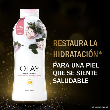 Olay Fresh Outlast Cooling White Strawberry & Mint Body Wash, 650 ml/22 oz