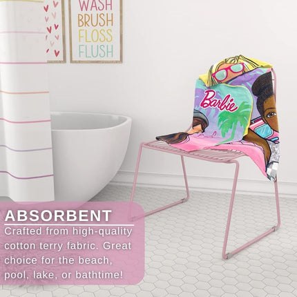 Franco Barbie Bath/Pool/Beach Soft Cotton Terry Hooded Towel Wrap, 24 in x 50 in Kids