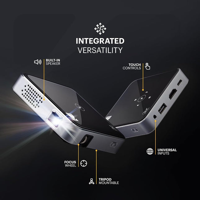 Kodak Ultra Mini Portable Projector -1080p HD Support Black LED DLP Rechargeable Pico Projector - 100" Display, Built-in Speaker - HDMI, USB and Micro SD - Compatible with iPhone iPad, Android