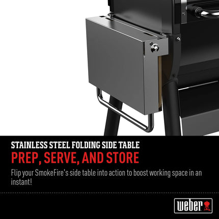 Weber SmokeFire Side Table - Compatible with EX4-EPX4-EX6-EPX6, Foldable, Additional Storage Space for Barbecue food, Easy Assembly - Silver (7001)