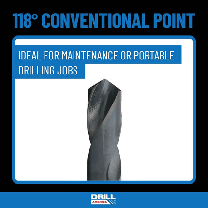 Drill America POU Series 1" NPT Tap and Drill Set, 1" Carbon Steel NPT Tap and 1-5/32" HSS Drill Bit w/ 1/2" Shank in Plastic Case