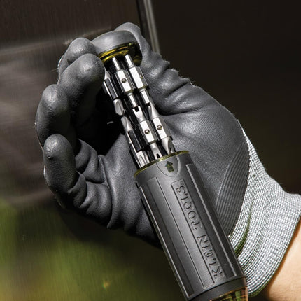 Klein Tools 32307 Destornillador de seguridad de puntas múltiples, herramienta 27 en 1 con puntas Torx, hexagonales, Torq y Spanner con desarmador de caja de 1/4''