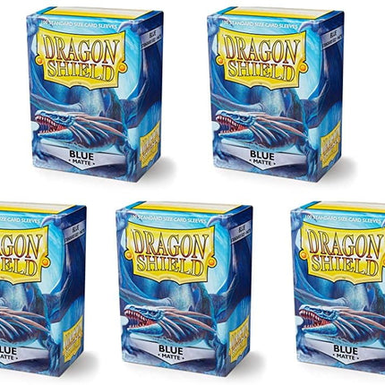 5 Packs Dragon Shield Matte Blue Standard Size 100 ct Card Sleeves Value Bundle!