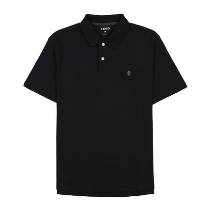 IZOD Men's Short Sleeve Interlock Polo Shirt, Black, Medium