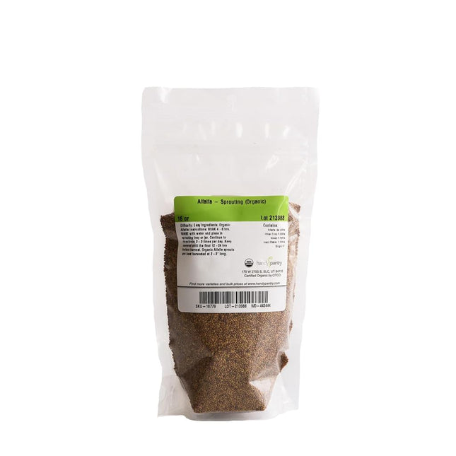 Organic Alfalfa Sprouting Seeds - 1 Lbs - Resealable Bag - Handy Pantry Brand - Growing Sprouts, Food Storage & More