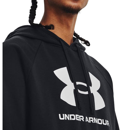 Sudadera con Capucha con Logo de Forro Polar Rival para Hombre de Under Armour, (001) Negro / / Blanco, 4XG Grande