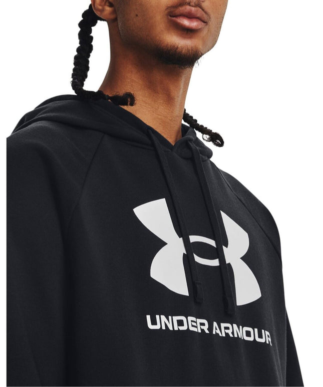 Chandail à capuchon Rival Fleece Logo d'Under Armour pour homme, (001) noir / blanc, très grand (4TG)
