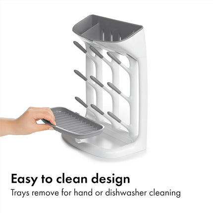 OXO Tot Space-Saving Bottle Drying Rack, Baby Bottle Organizer, Grey