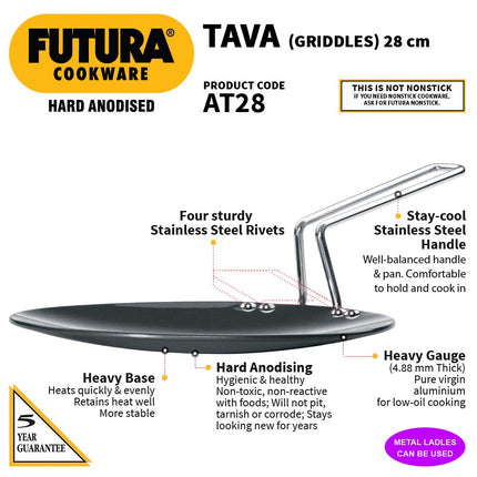 Hawkins-Futura Hard Anodized Concave Griddle Tava, 11-Inch Diameter,Black