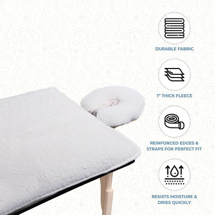 ForPro Premium Fleece Massage Pad Set, Natural, Extra Soft, Hypoallergenic, for Massage Tables, Includes Pad and Face Rest Cover, 31” W x 72” L