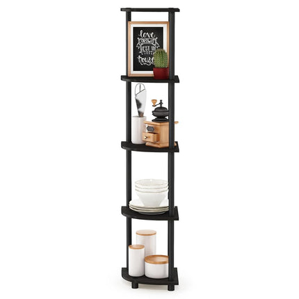 Furinno TURN-N-TUBE Set of 2, 5-Tier Corner Shelf, Bookcase, Espresso