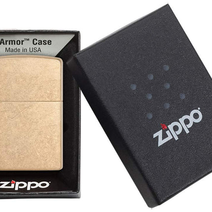 Zippo Armor Pocket Lighter, Tumbled Brass