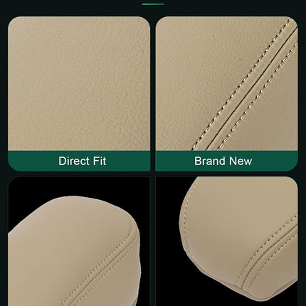 SCITOO 2 pièces pour accoudoir de siège, housse en cuir compatible avec Ford F250 F350 Excursion Lariat 99 00 01 02 03 04 05 06 07, housse de carte en cuir synthétique microfibre beige (revêtement uniquement)
